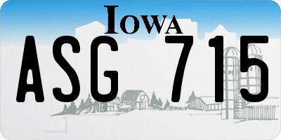 IA license plate ASG715