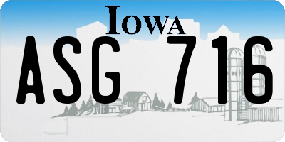 IA license plate ASG716