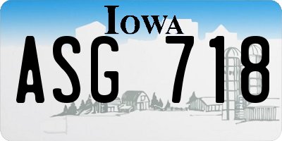 IA license plate ASG718