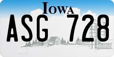 IA license plate ASG728