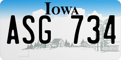 IA license plate ASG734