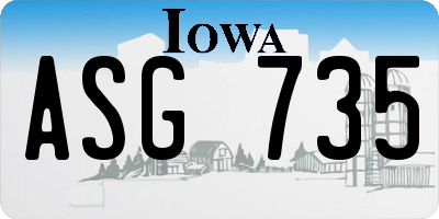 IA license plate ASG735