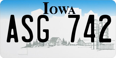 IA license plate ASG742