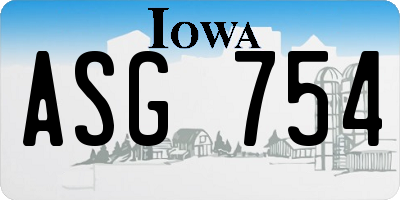 IA license plate ASG754