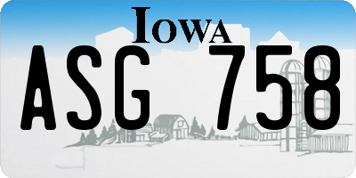 IA license plate ASG758