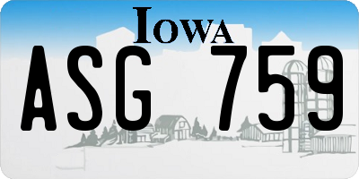 IA license plate ASG759
