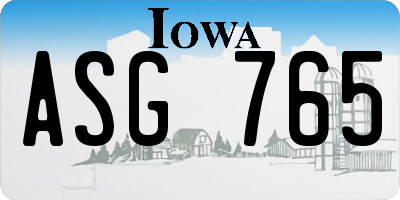 IA license plate ASG765