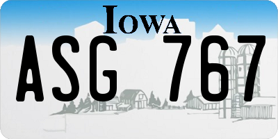 IA license plate ASG767