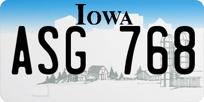 IA license plate ASG768