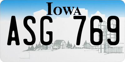 IA license plate ASG769
