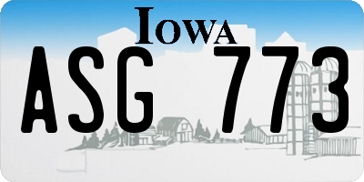 IA license plate ASG773