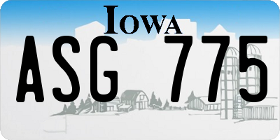 IA license plate ASG775