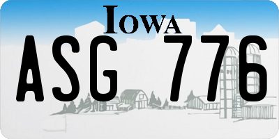 IA license plate ASG776