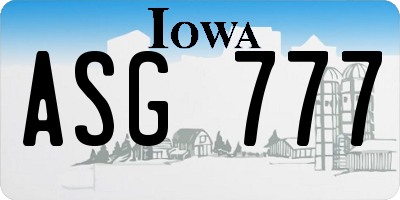 IA license plate ASG777