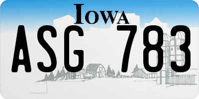 IA license plate ASG783