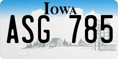 IA license plate ASG785