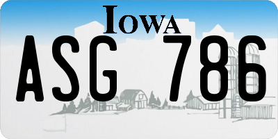 IA license plate ASG786