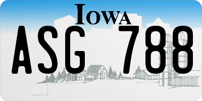 IA license plate ASG788