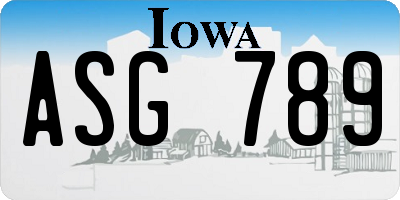 IA license plate ASG789