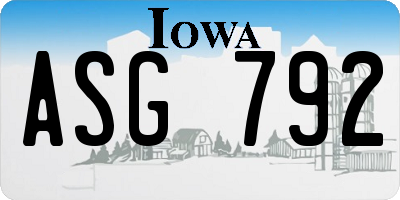 IA license plate ASG792