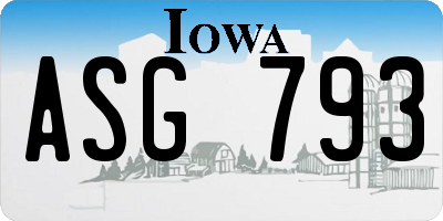 IA license plate ASG793