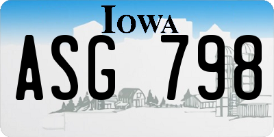 IA license plate ASG798