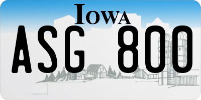 IA license plate ASG800