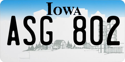 IA license plate ASG802