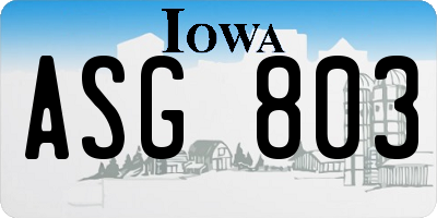 IA license plate ASG803