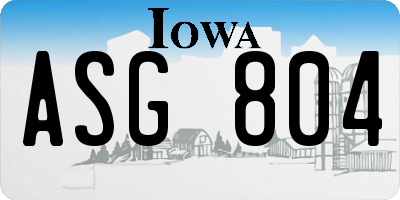 IA license plate ASG804