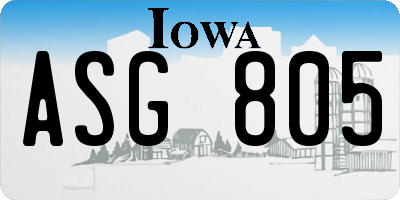 IA license plate ASG805