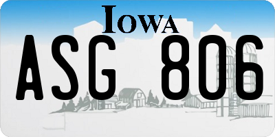 IA license plate ASG806