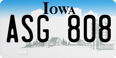IA license plate ASG808