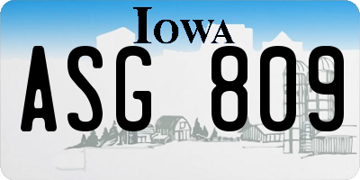 IA license plate ASG809