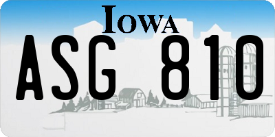 IA license plate ASG810