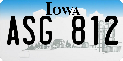 IA license plate ASG812