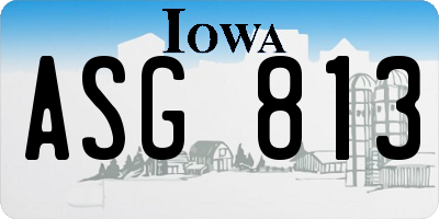 IA license plate ASG813