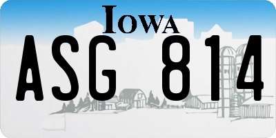 IA license plate ASG814