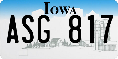 IA license plate ASG817