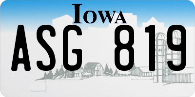 IA license plate ASG819