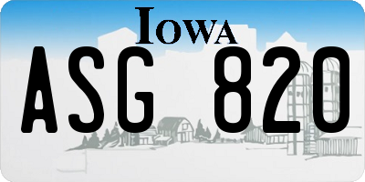 IA license plate ASG820