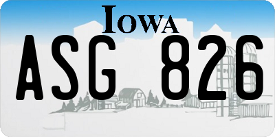 IA license plate ASG826