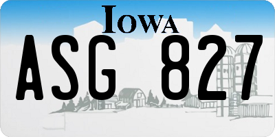 IA license plate ASG827