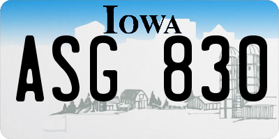 IA license plate ASG830