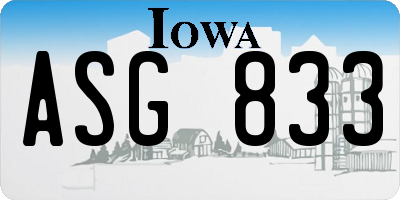 IA license plate ASG833