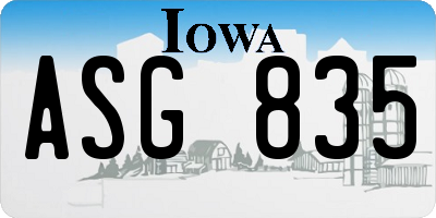 IA license plate ASG835