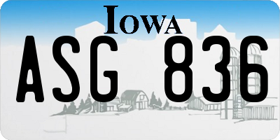 IA license plate ASG836