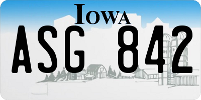 IA license plate ASG842