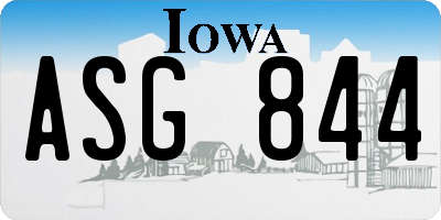 IA license plate ASG844