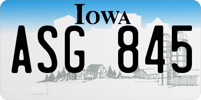 IA license plate ASG845